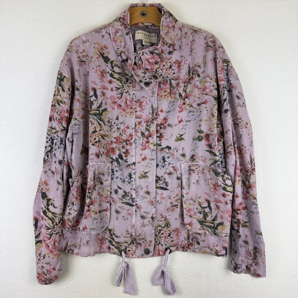 Anthropologie Marrakech Darcy Floral Jacket Lyocell Womens Large Lavender Purple